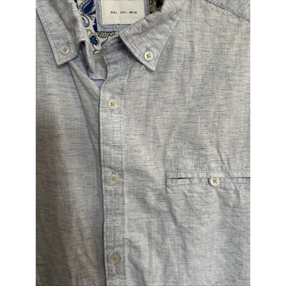 Denim & Flower Ricky Singh Short Sleeve Button Down Shirt Men's Large Blue - Picture 3 of 12